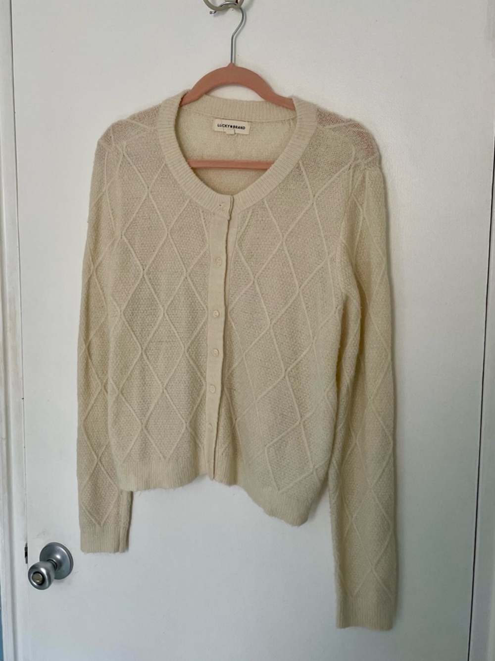 Lucky Brand Cream Diamond Cardigan | Perfect Condition
